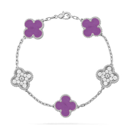Lucky Clover Armband mit 5 Motiven – Violet Collection