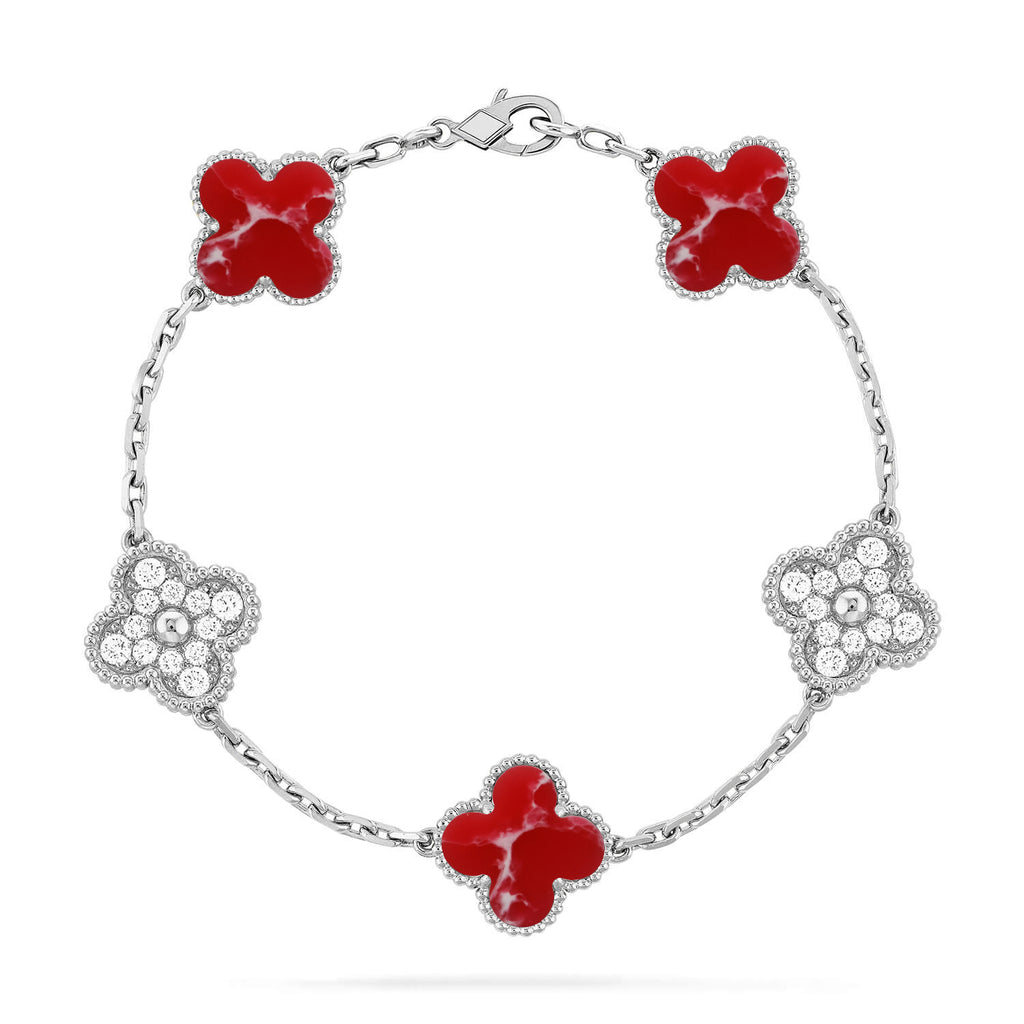 Armband Glücksklee 5 Motive – Kollektion Roter Larimar