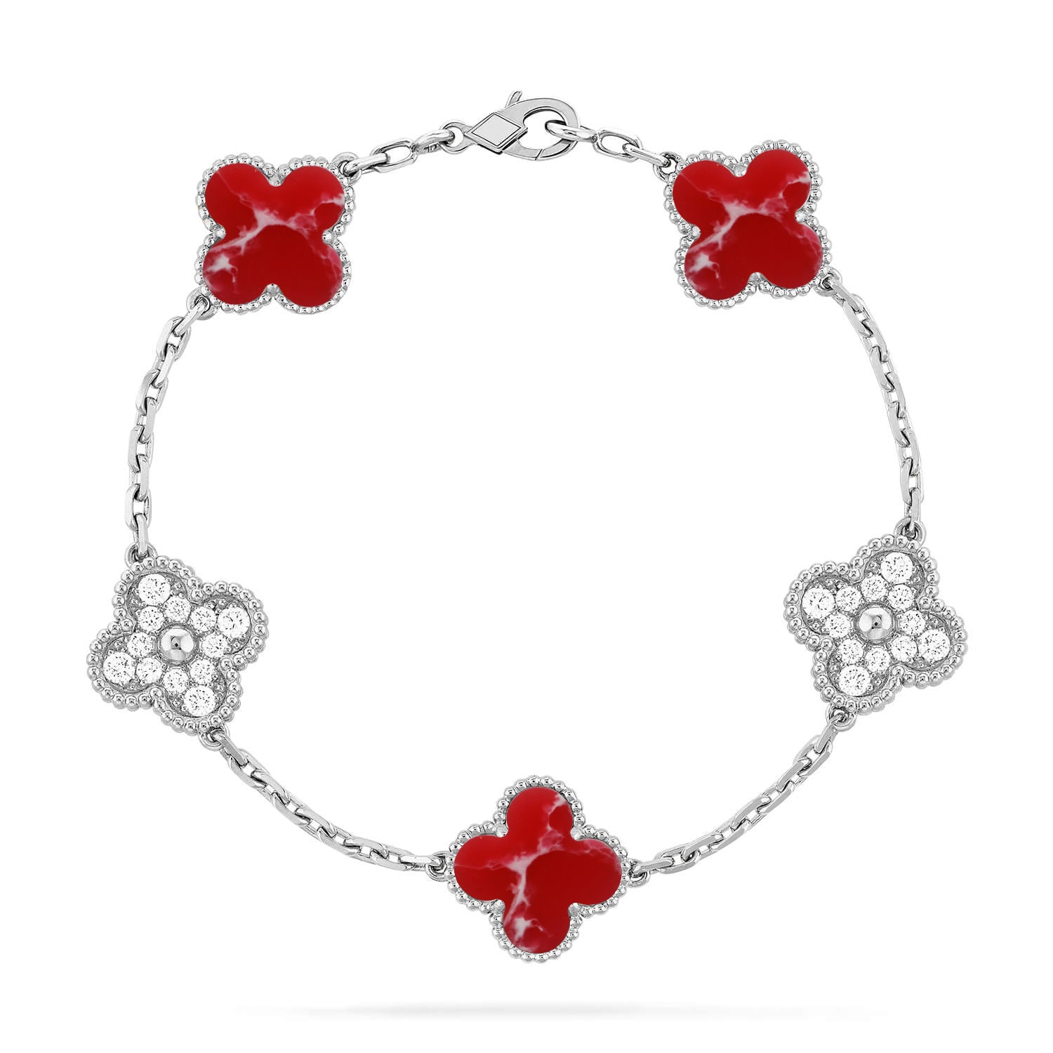 Armband Glücksklee 5 Motive – Kollektion Roter Larimar