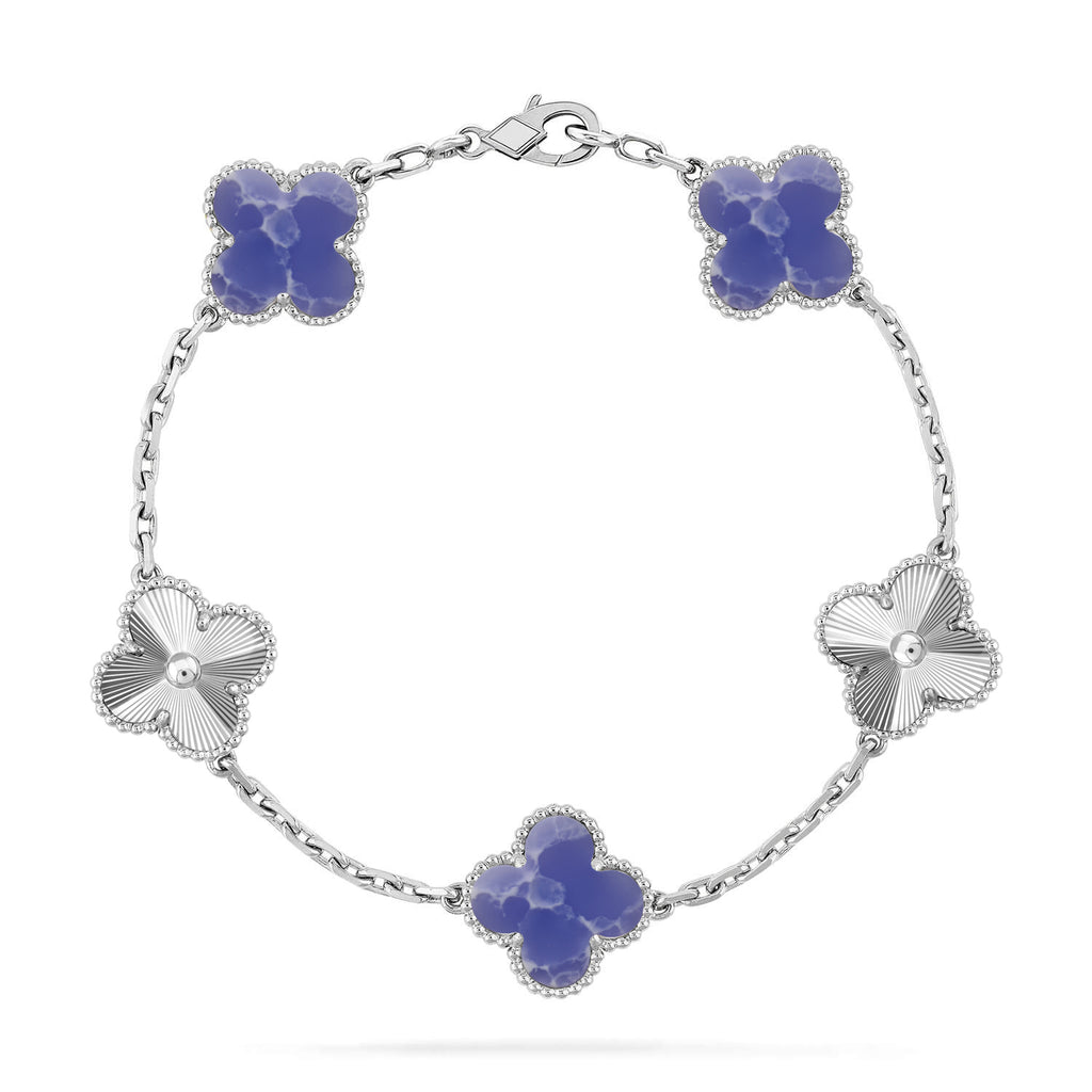 Lucky Clover 5-Motif Bracelet - Blue Larimar Collection