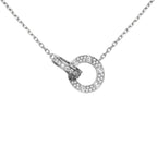 LOVE Double-Ring Pendant Full-Pavé Necklace