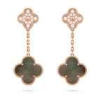Clover Dual-Motif Statement Stud Earrings - Double-Charm Collection