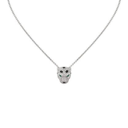 Leopardenkopf-Halskette mit Diamant-Pavé