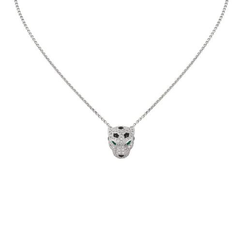 Leopardenkopf-Halskette mit Diamant-Pavé