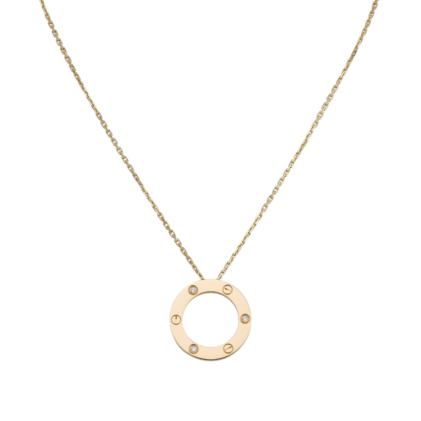 LOVE Large Circular Pendant 3-Diamond Necklace