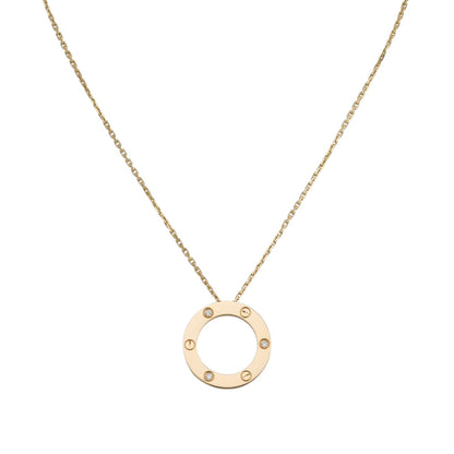LOVE Large Circular Pendant 3-Diamond Necklace