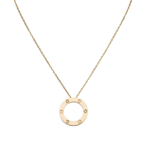LOVE Large Circular Pendant 3-Diamond Necklace