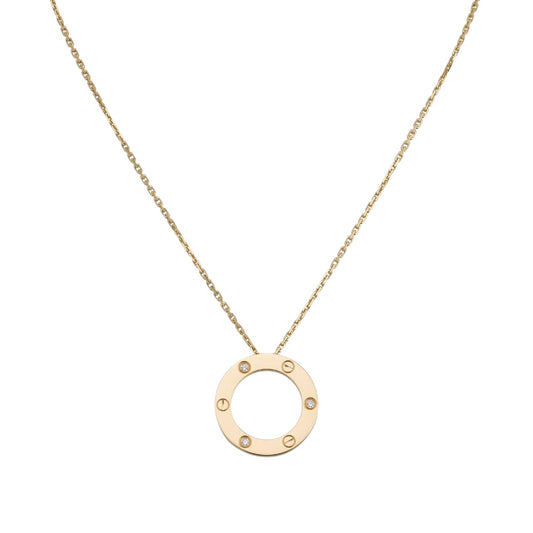 LOVE Large Circular Pendant 3-Diamond Necklace