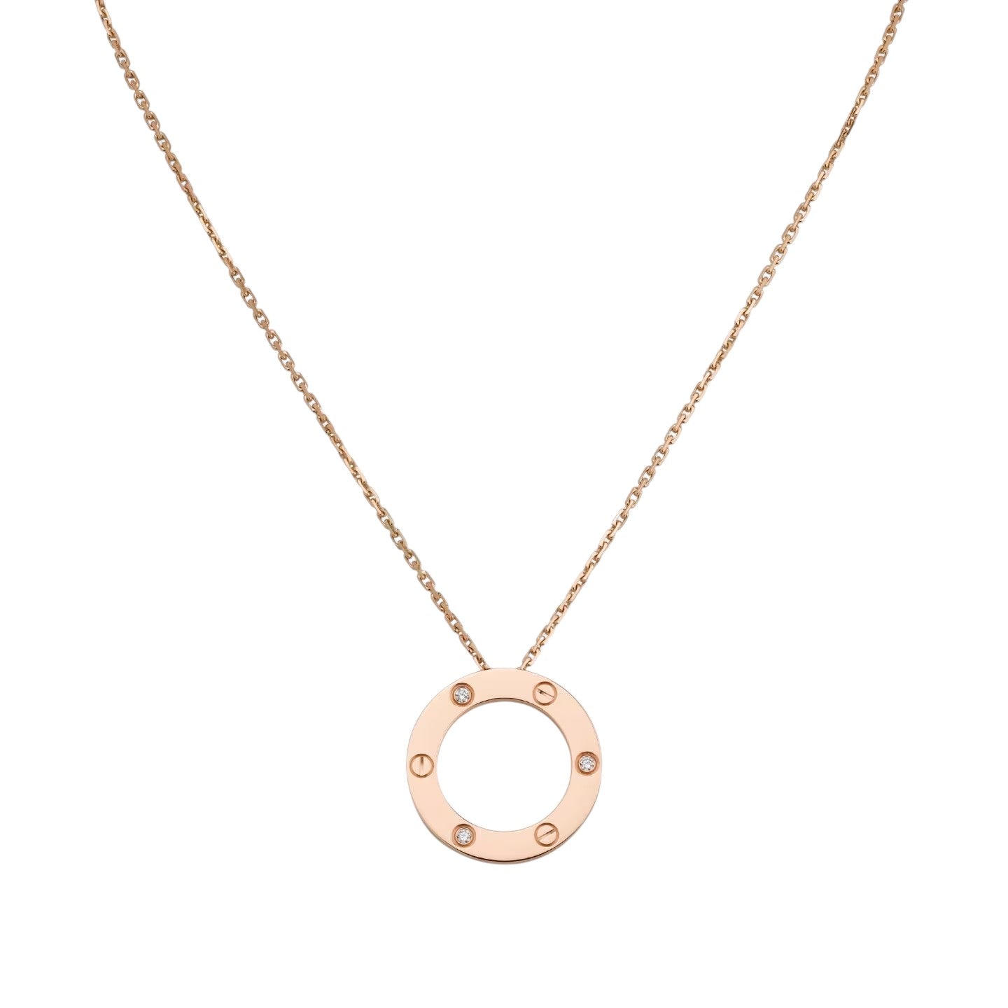 LOVE Large Circular Pendant 3-Diamond Necklace