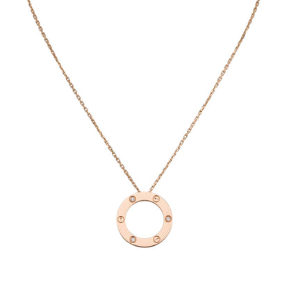 LOVE Large Circular Pendant 3-Diamond Necklace