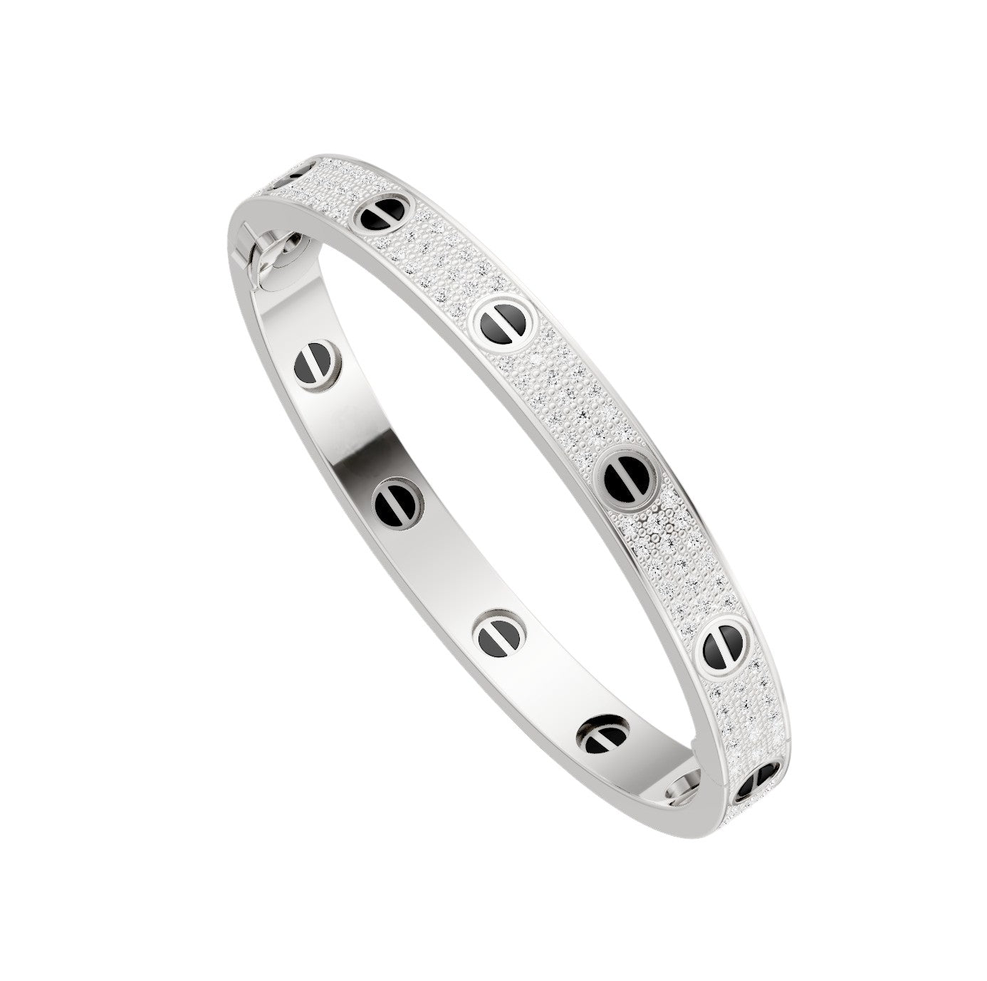 Classic 6.1mm Love Bangle - Diamond Pavé & Black Ceramic