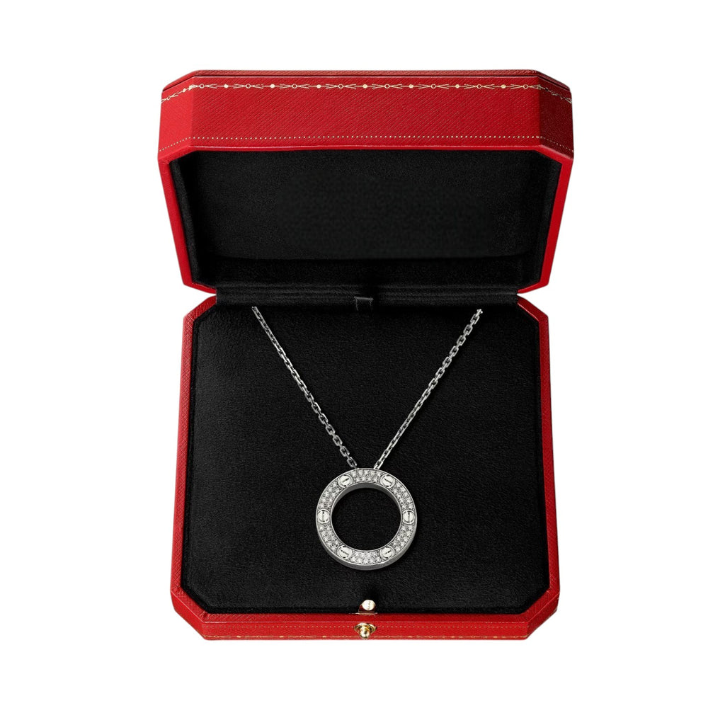 LOVE großer runder Vollpavé-Diamantanhänger