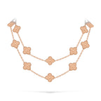 Klassische lange Halskette „Lucky Clover“ mit 20 Motiven, Roségold-Kollektion