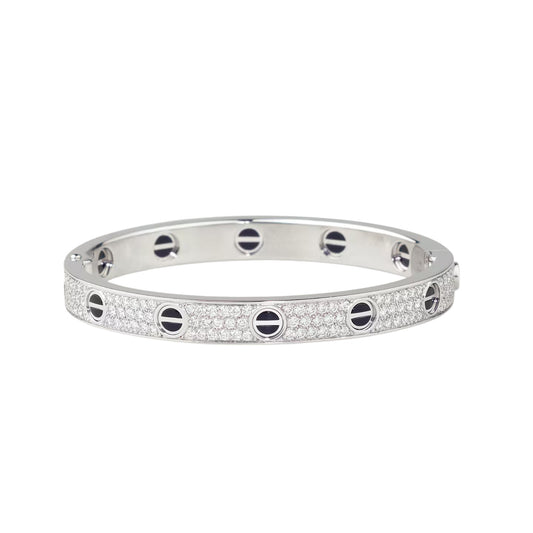 Klassischer 6,1 mm Liebesarmreif – Diamant-Pavé & schwarze Keramik