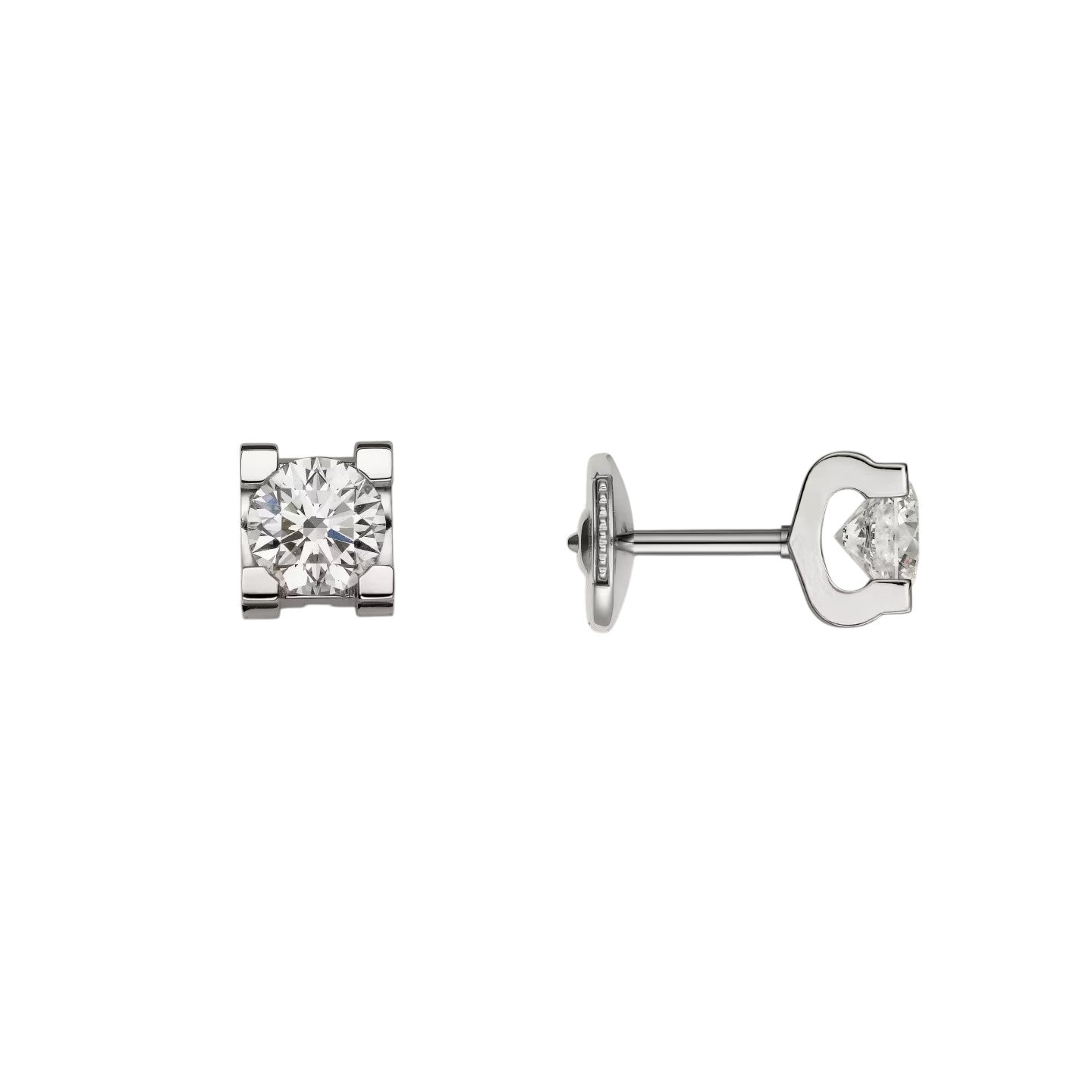 C de Diamond Stud Earrings - Signature Logo Motif - Brilliant-Cut Round Diamond Elegance