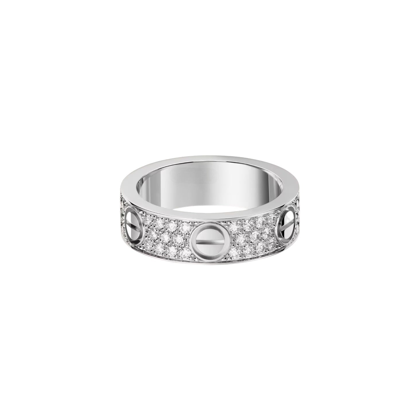 LOVE Voll-Pavé Diamantring – 5,5mm klassische Ringschiene – Ikonische Schrauben & maximale Brillanz