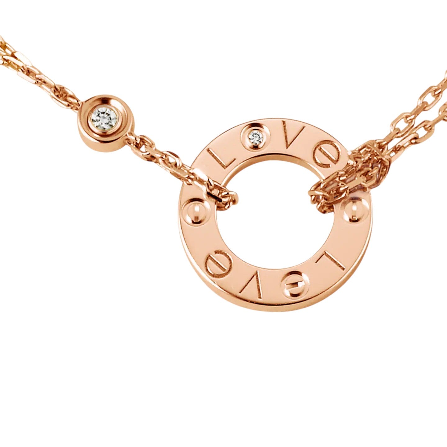 Love Circular Pendant Necklace - Harmony & Wholeness Talisman - 2-Diamond Accent