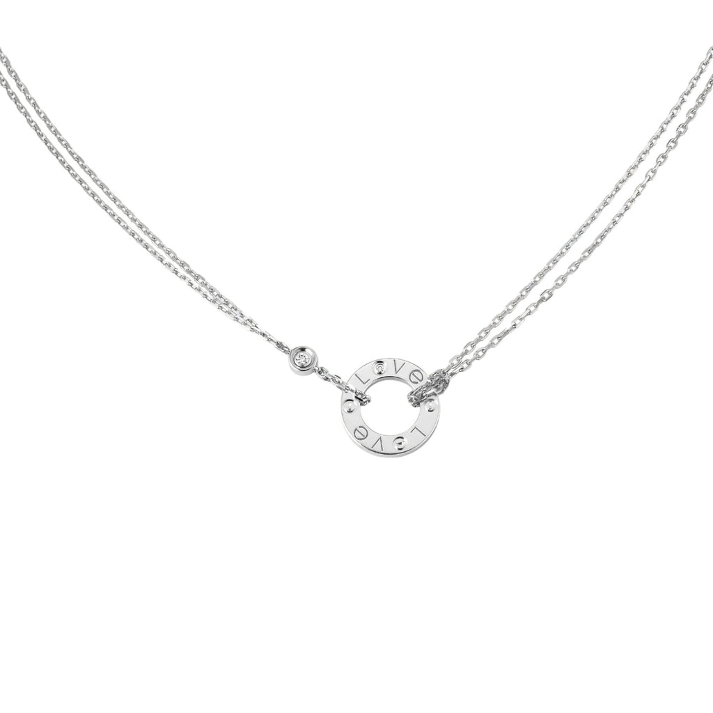 Liebes-Runder-Anhänger mit 2-Diamanten-Halskette