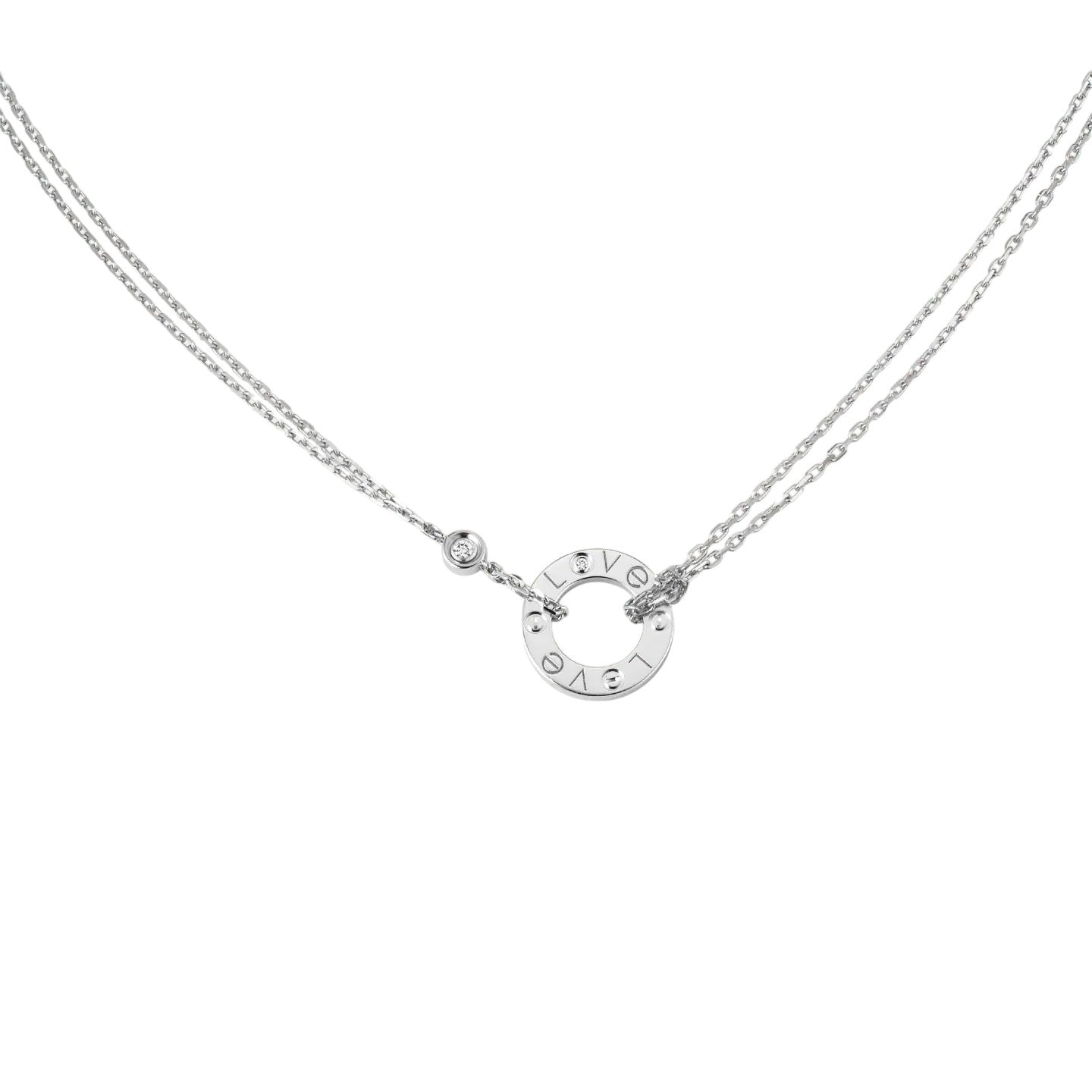 Love Circular Pendant Necklace - Harmony & Wholeness Talisman - 2-Diamond Accent