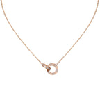 LOVE Double-Ring Pendant Full-Pavé Necklace