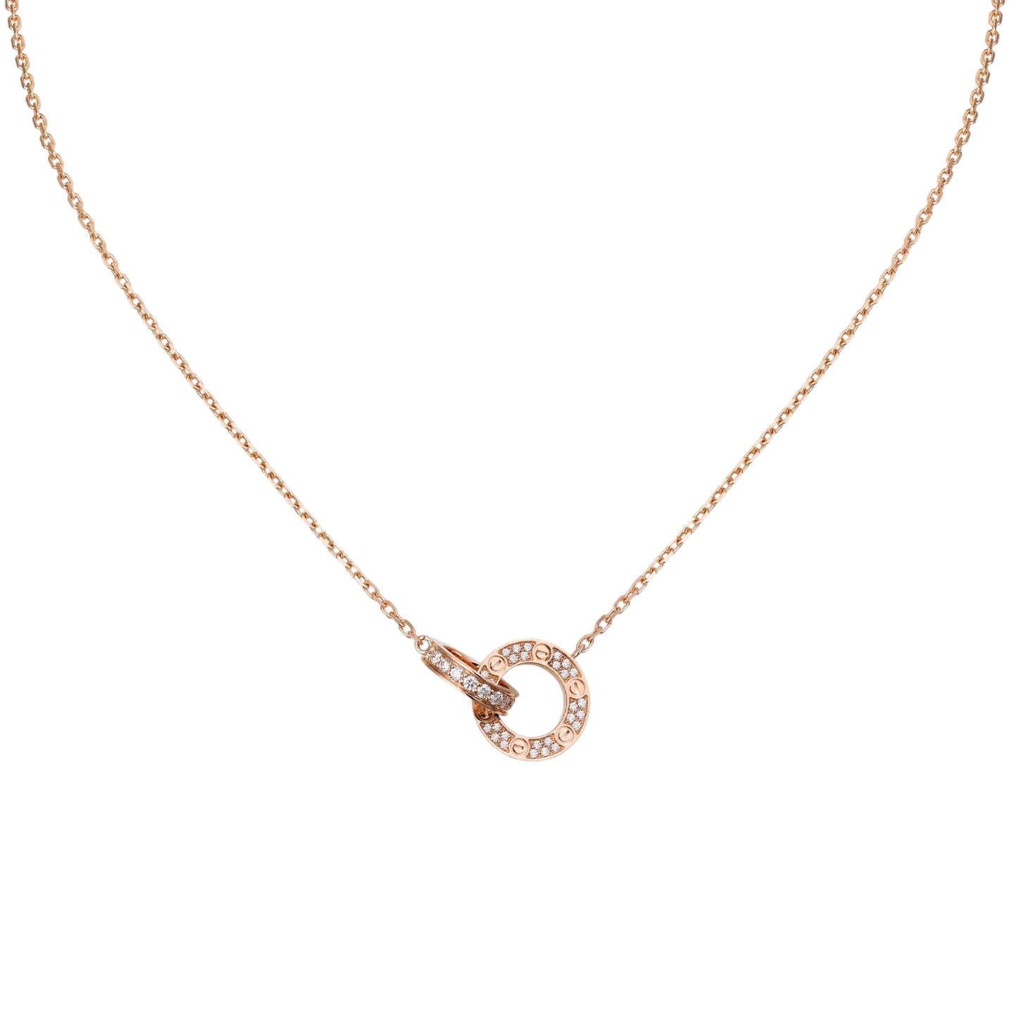 LOVE Double-Ring Pendant Necklace - Eternal Union & Harmony Talisman - Brilliant Diamond Accents
