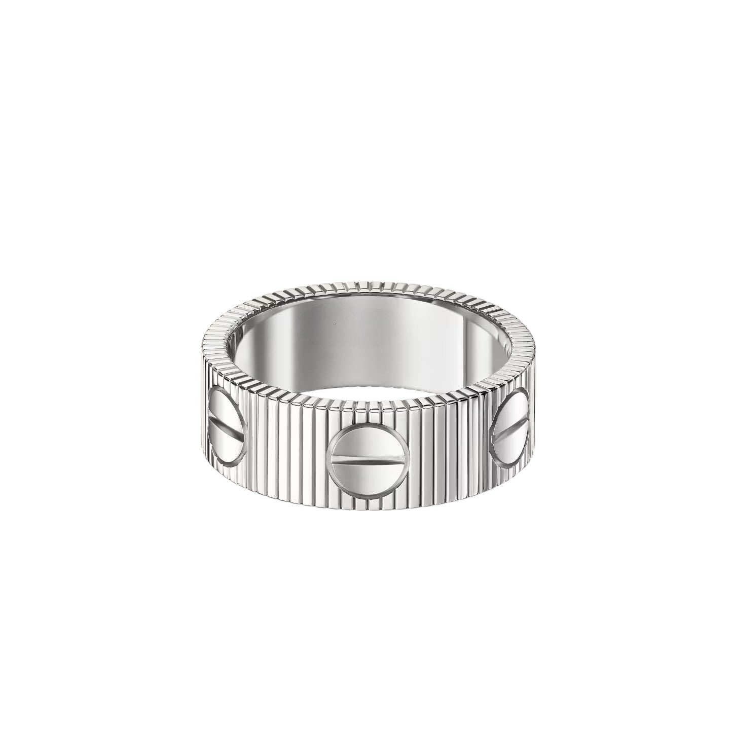 LOVE Unlimited Ring – 6,5 mm breite Ringschiene – Markante ikonische Schrauben – Moderner architektonischer Minimalismus