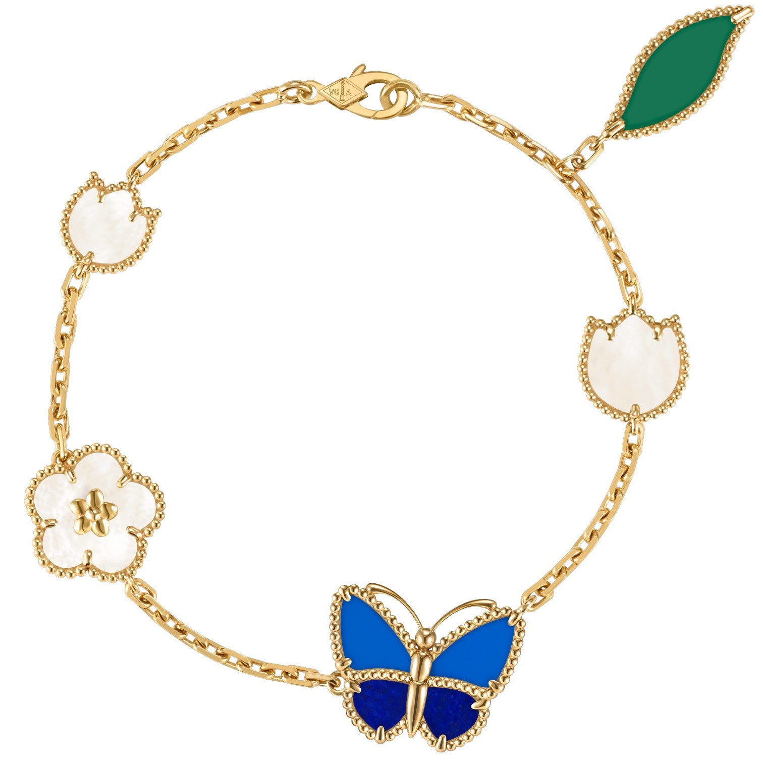 Springtime Enchantment Butterfly & Floral Charm Bracelet - Multi-Element