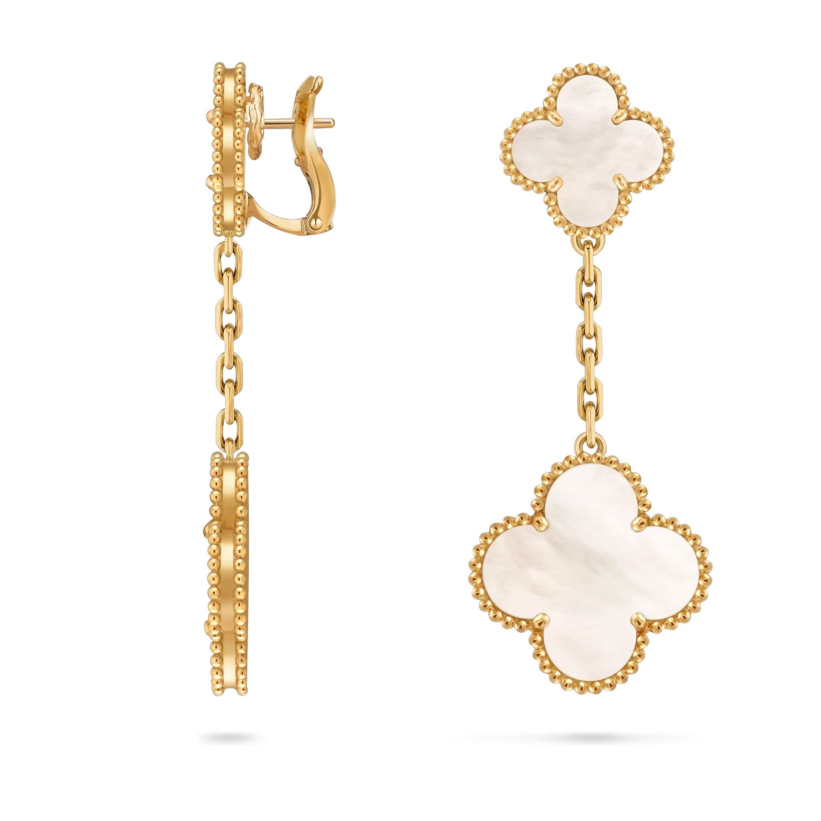 Clover Dual-Motif Statement Stud Earrings - Signature Double-Charm Design Collection