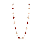 Klassische lange Halskette „Lucky Clover“ mit 20 Motiven, Roségold-Kollektion