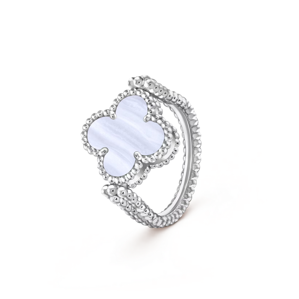Kleeblatt-Ring aus Weißgold, wendbar