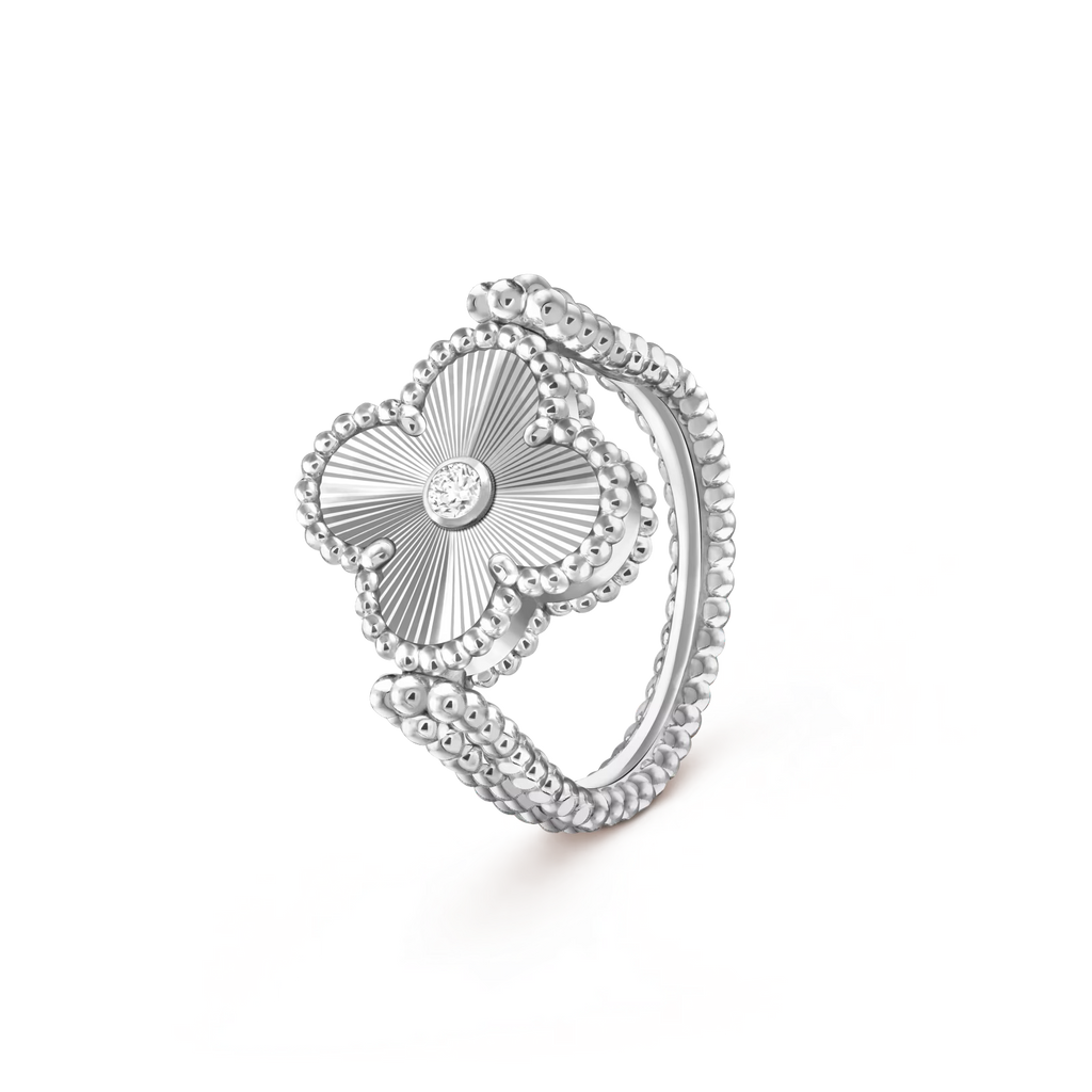 Kleeblatt-Ring aus Weißgold, wendbar