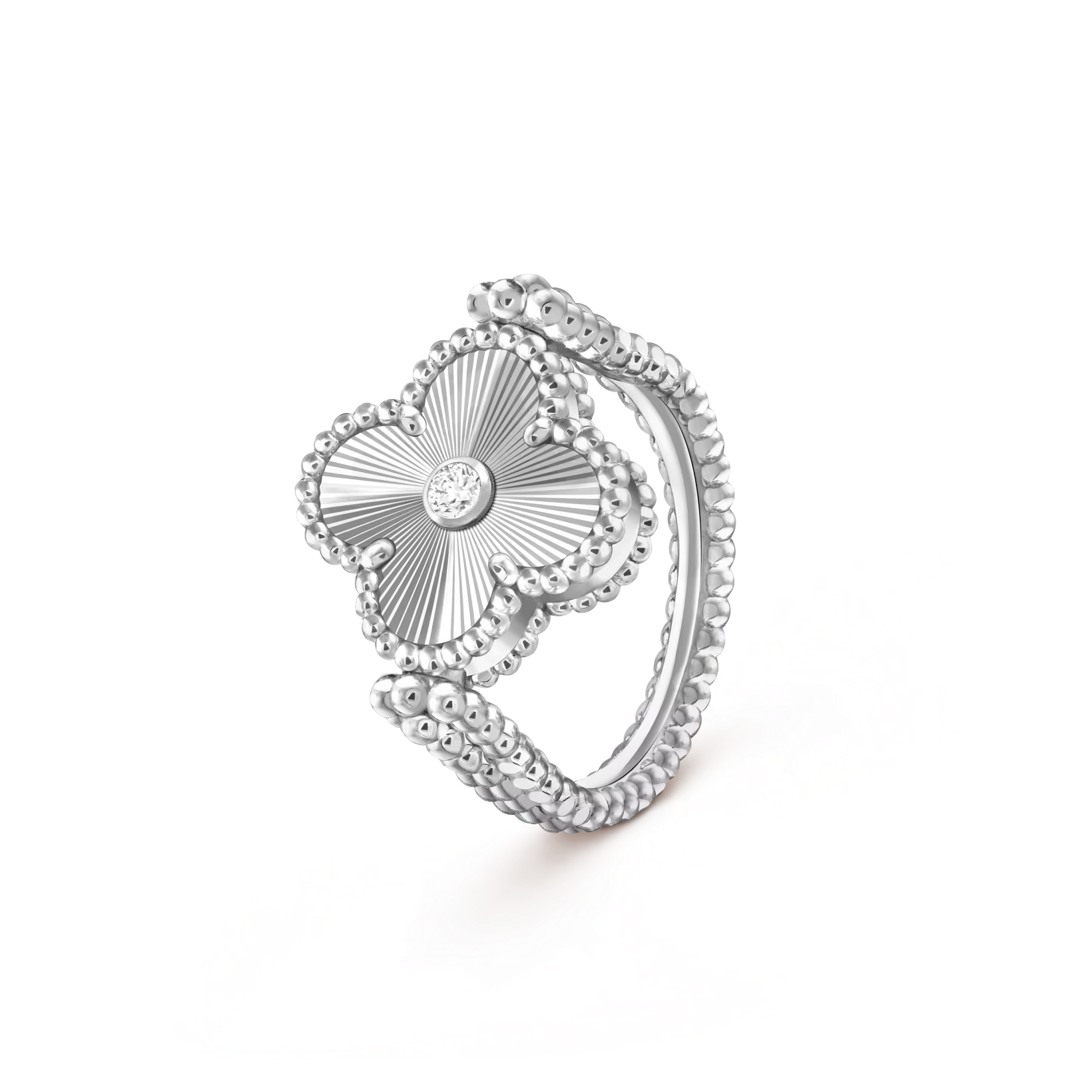 Kleeblatt-Ring aus Weißgold, wendbar
