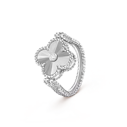Lucky Clover White Gold Reversible Ring
