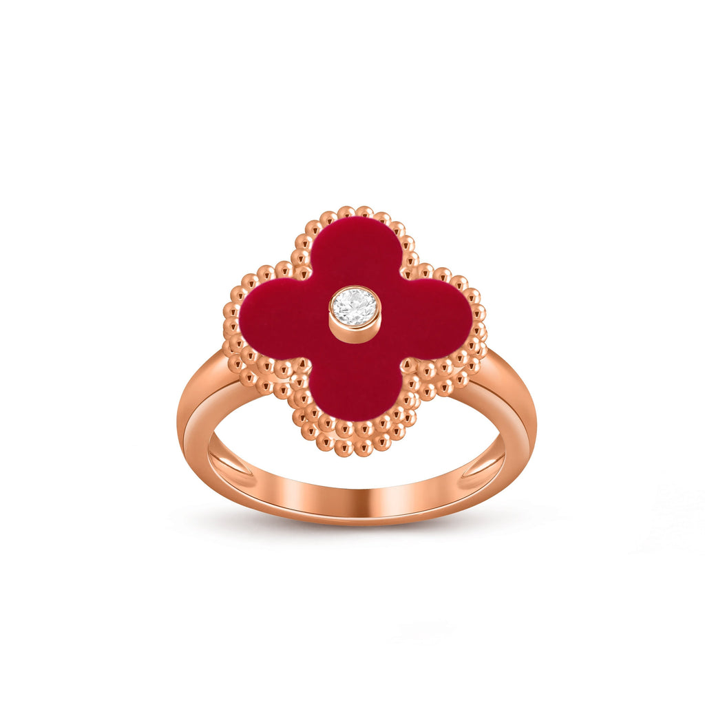Glücksklee-Ringkollektion aus Roségold mit Diamantakzent