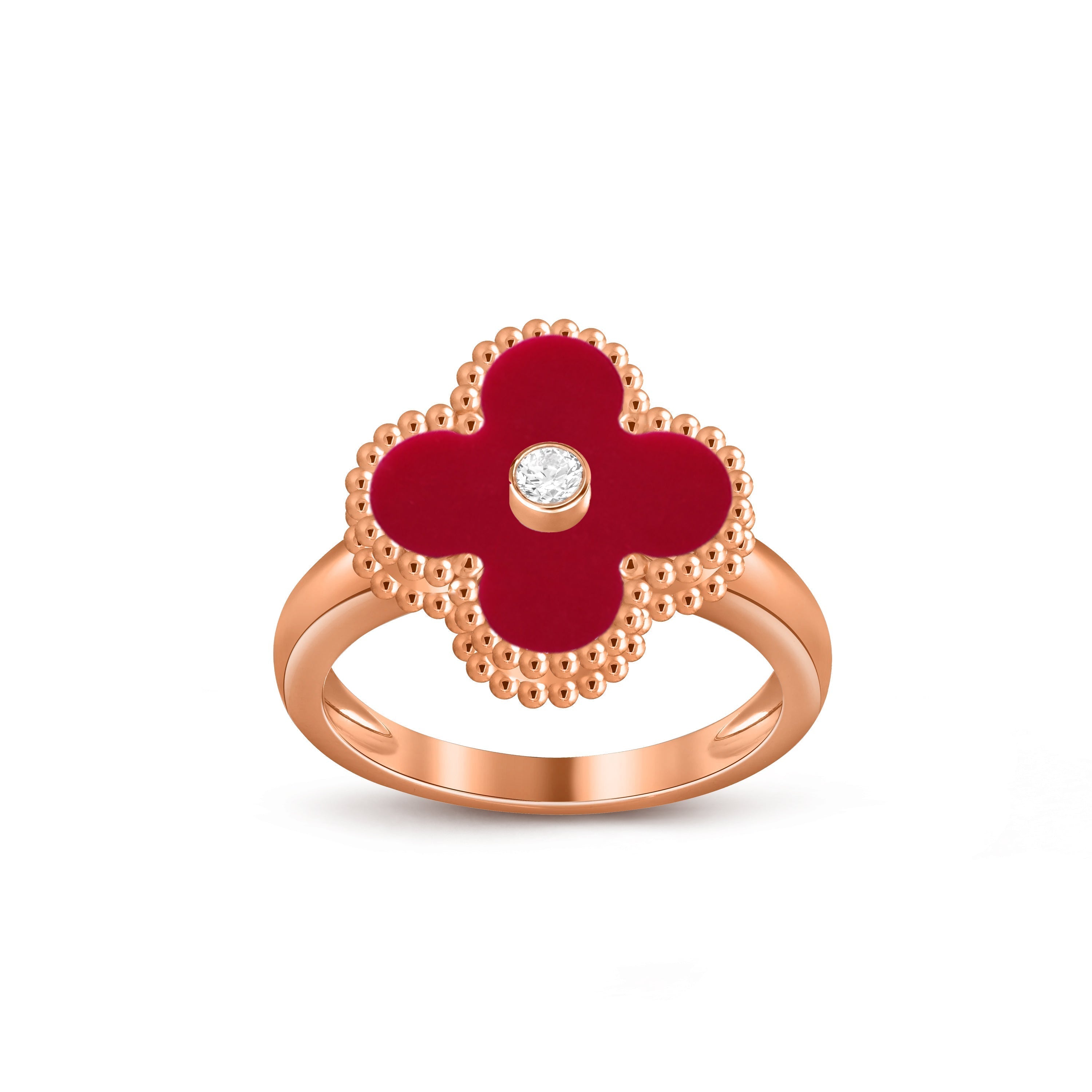 Lucky Clover Diamant-Akzent Roségoldring – Luxuriöse Edelsteinkollektion