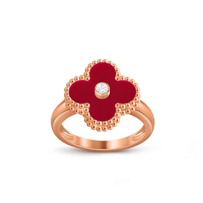 Glücksklee-Ringkollektion aus Roségold mit Diamantakzent