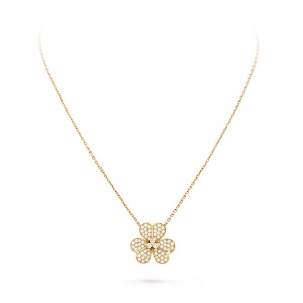 Pavé Diamond Flower Charm Necklace