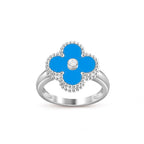 Lucky Clover Diamond-Accent White Gold Ring - Luxury Gemstone Collection