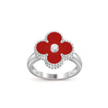 Lucky Clover Diamond-Accent White Gold Ring - Luxury Gemstone Collection