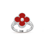 Lucky Clover Diamond-Accent White Gold Ring - Luxury Gemstone Collection