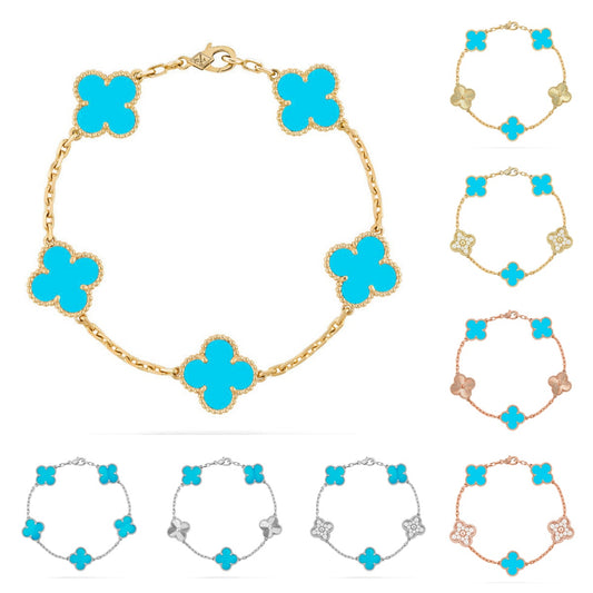 Lucky Clover 5-Motif Bracelet - Turquoise Collection