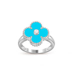 Lucky Clover Diamond-Accent White Gold Ring - Luxury Gemstone Collection