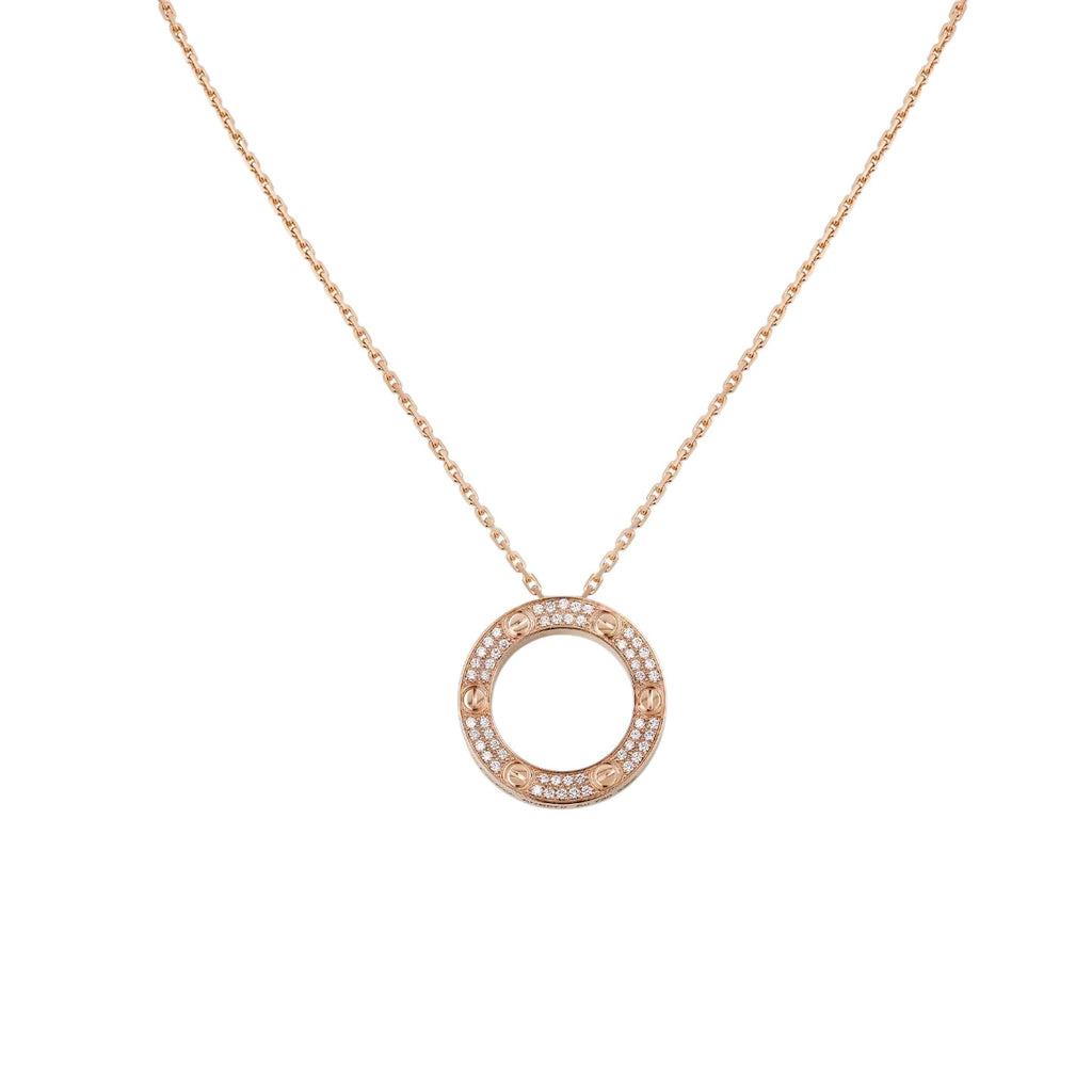 LOVE großer runder Vollpavé-Diamantanhänger