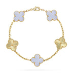Lucky 5-Motif Clover Serenity Bracelet - Natural Violet Gemstone