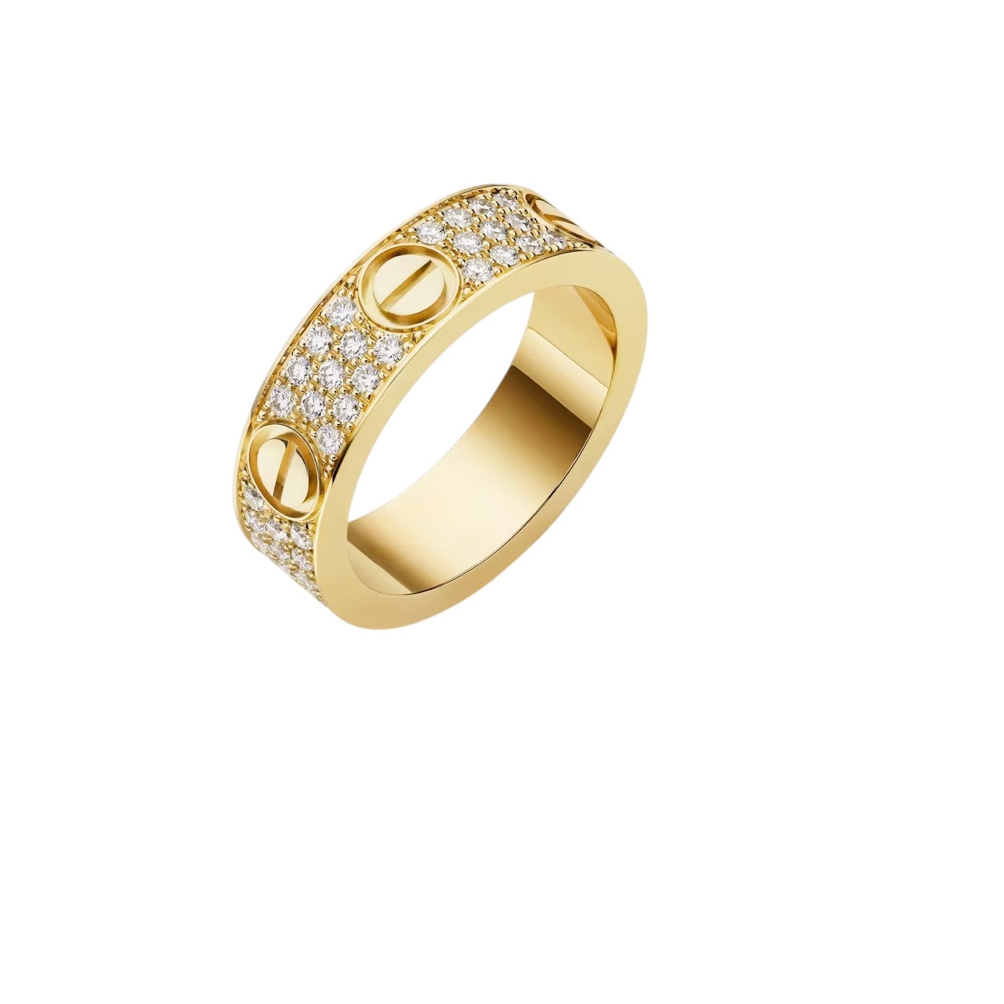 LOVE Voll-Pavé Diamantring – 5,5mm klassische Ringschiene – Ikonische Schrauben & maximale Brillanz