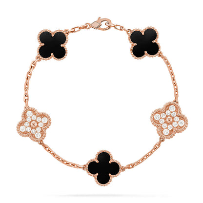 Lucky Clover 5-Motif Bracelet - Black Oxny Collection