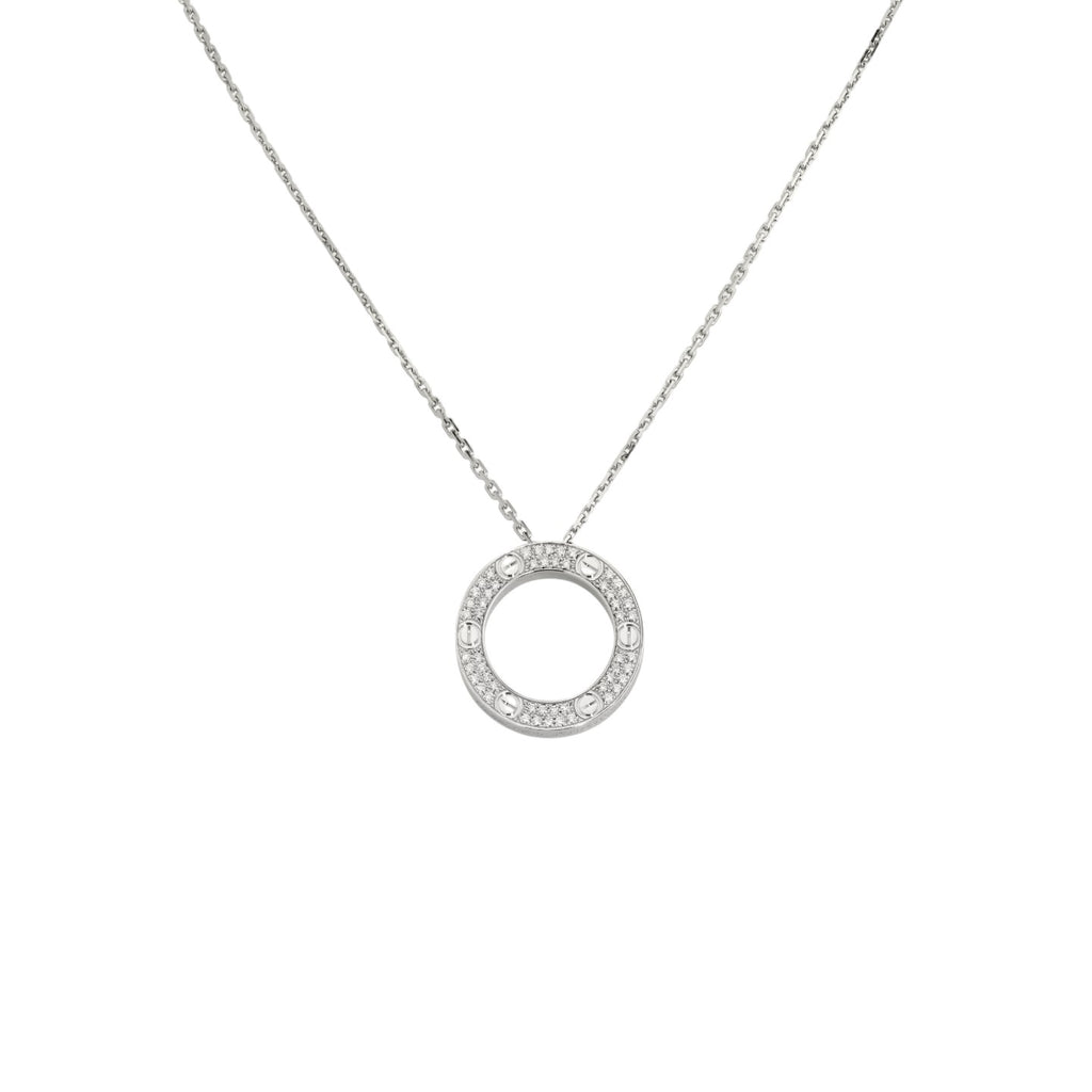 LOVE großer runder Vollpavé-Diamantanhänger