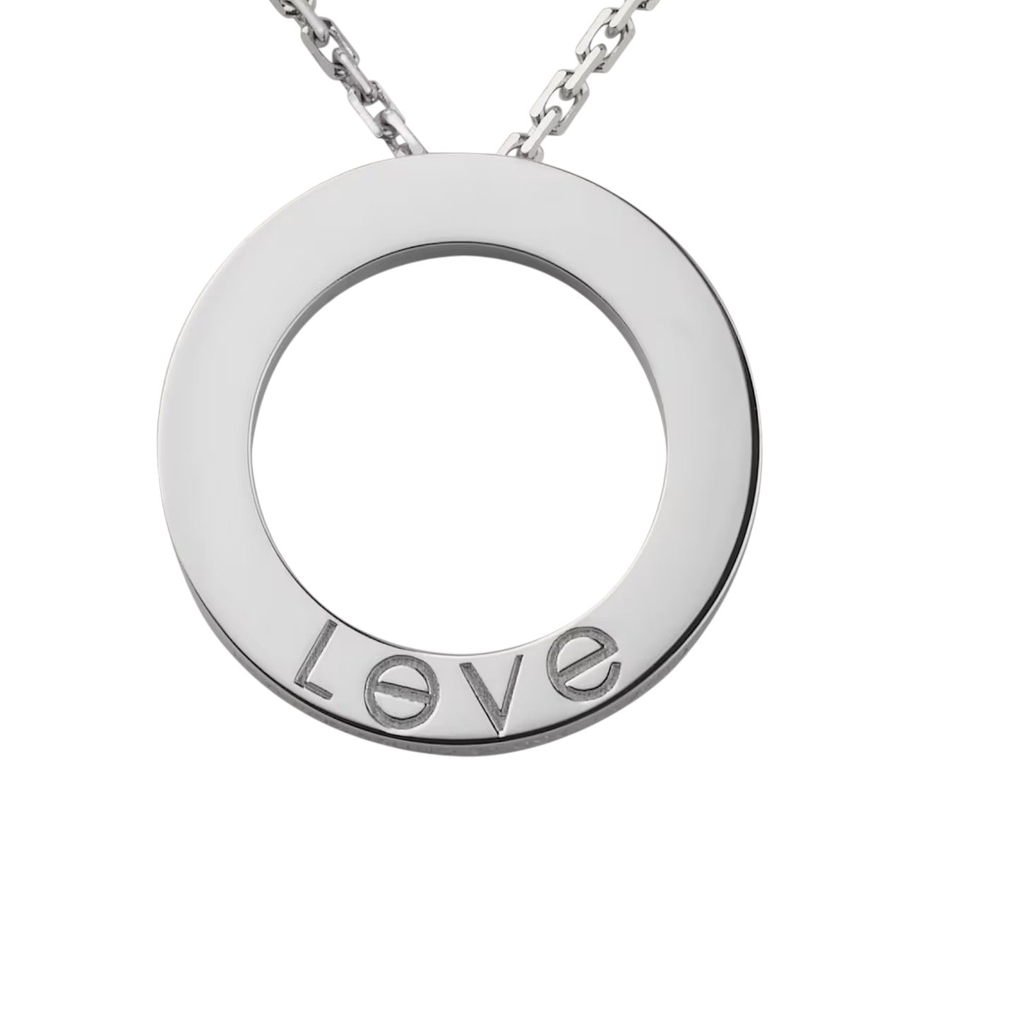 LIEBE Großer runder Anhänger 3-Diamant Halskette
