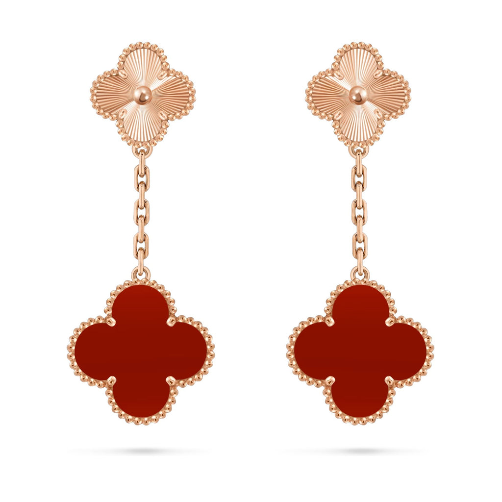 Clover Dual-Motif Statement Stud Earrings - Double-Charm Collection