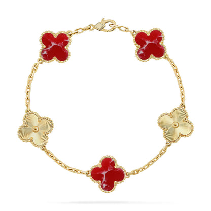 Armband Glücksklee 5 Motive – Kollektion Roter Larimar